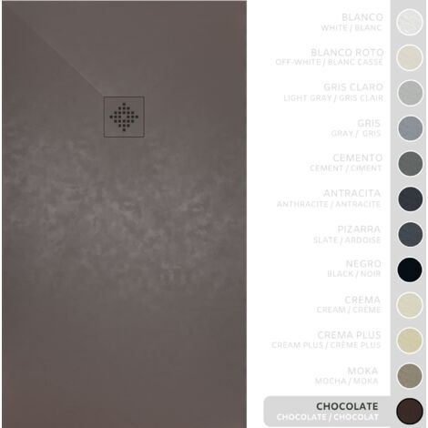 SOULBATH Receveur de Douche -Résine -Gel Coat -Texture Lisse/Pierre -Antidérapant -Couleur Chocolat - 90X70- Extra plat 3cm. Bonde de Vidage incluse - GRILLE MÊME COULEUR (1/5)