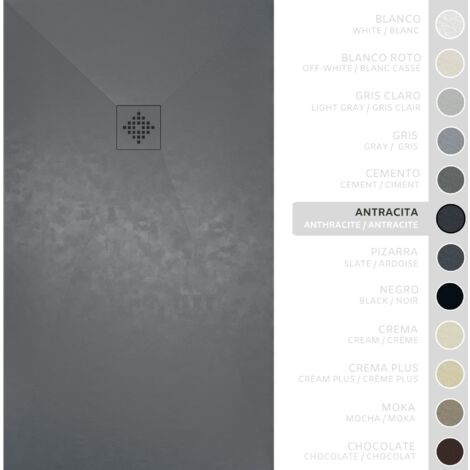 SOULBATH Receveur de Douche -Résine -Gel Coat -Texture Lisse/Pierre -Antidérapant -Couleur Anthracite - 170x100- Extra plat 3cm. Bonde de Vidage incluse - GRILLE MÊME COULEUR (1/5)