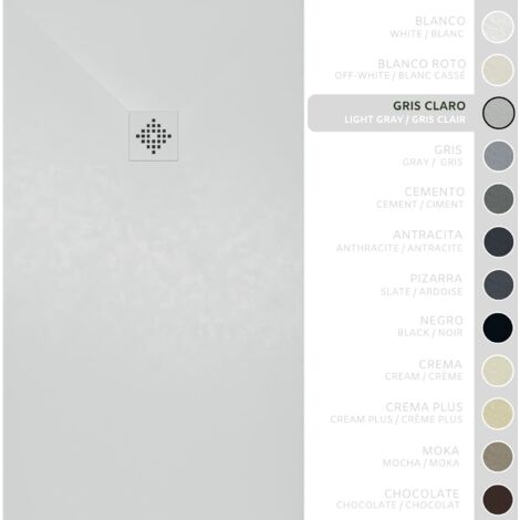 SOULBATH Receveur de Douche -Résine -Gel Coat -Texture Lisse/Pierre -Antidérapant -Couleur Gris Clair - 130X75- Extra plat 3cm. Bonde de Vidage incluse - GRILLE MÊME COULEUR (1/5)