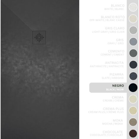SOULBATH Receveur de Douche -Résine -Gel Coat -Texture Lisse/Pierre -Antidérapant -Couleur Noir - 180x100- Extra plat 3cm. Bonde de Vidage incluse - GRILLE MÊME COULEUR (1/5)