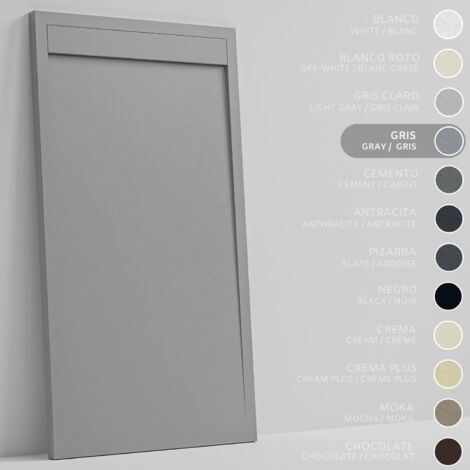 SOULBATH Receveur de Douche -Résine -Gel Coat -Texture Lisse/Pierre -Antidérapant -Couleur Gris 130x90 Extra plat 3Cm Conception Minimaliste (1/5)