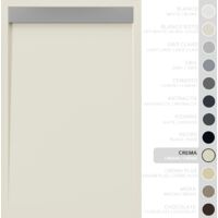 SOULBATH Receveur de Douche - Résine - Gel Coat - Texture Lisse/Pierre - Antidérapant - Couleur Crème 160x90 Extra plat 3Cm Grille Inox
