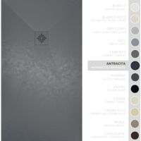 SOULBATH Receveur de Douche -Résine -Gel Coat -Texture Lisse/Pierre -Antidérapant -Couleur Anthracite - 200x100- Extra plat 3cm. Bonde de Vidage incluse - GRILLE MÊME COULEUR