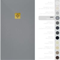 SOULBATH Receveur de Douche -Résine -Gel Coat -Texture Lisse/Pierre -Antidérapant -Couleur Gris - 90x80- Extra plat 3cm. Bonde de Vidage incluse - GRILLE DORÉE