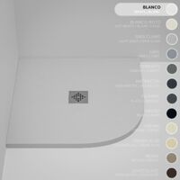 Receveur de Douche Semicirculaire SOULHOME Résine et Charge Minérale Antidérapant 90x90 cm Blanc - Grille Inox