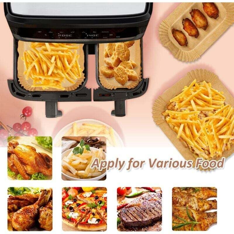 Easy Fry Tefal VIRIECH Lot De 120 Feuilles De Papier Sulfurisé Pour Friteuse à Air Chaud Philips Airfryer Dual Basket 3000 Series : Compatible Avec Tefal Easy EY901840 EY905D 5,2/3,1 L, Cecotec