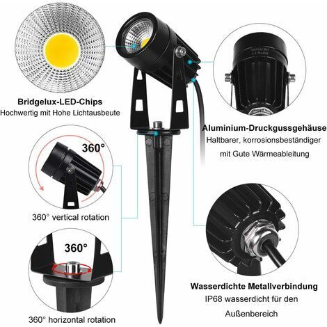 Lot 4 Spots LED Projecteurs 10W – Blanc Chaud 3000°K – IP65 – PERFORMANCE IN LIGHTING