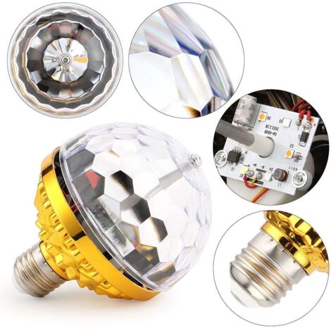 Ampoule Boule Disco Rotative LED E27 - Effets Lumineux RGB, Télécommande, Pour Fêtes Et Soirées