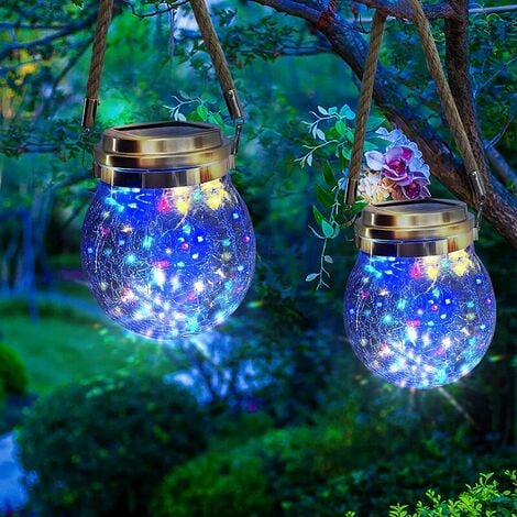 2 lanternes de jardin solaires à 12 LED effet flamme