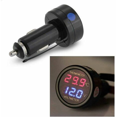 Voltmètre et thermomètre 2 en 1, affichage numérique voiture batterie  tension jauge de température moniteur testeur