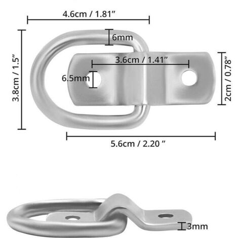 Lot D'anneaux En D D'arrimage Maxhanest Avec Vis - Ancrages Pour Remorque, Camion, Lit - Noir