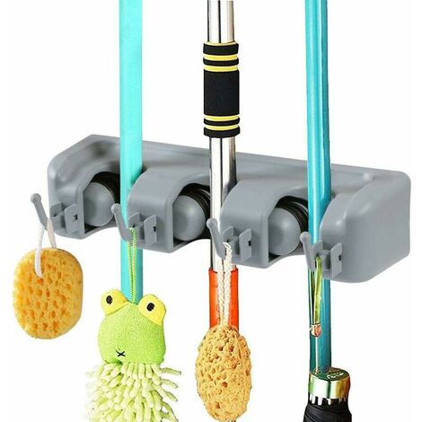Chariot de rangement pour outils de nettoyage de la maison, buanderie,  jardin/garage (couleur : gris, taille : 16 trous 20 crochets)