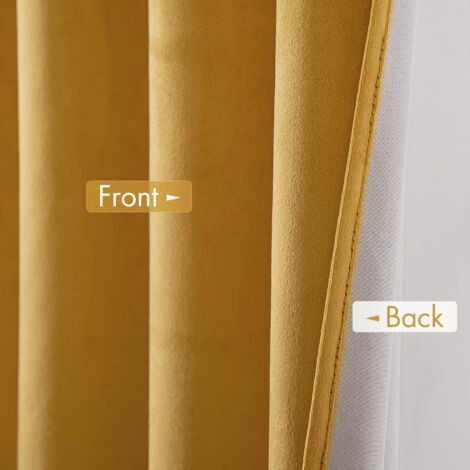 LaBlanc Rideaux  Rideau occultant - pour Chambre à Coucher Rideau Isolant Thermique Opaque Anti Froid avec œillets Protection Contre Le Froid Rideau - Lot de 2, 132 x 160 cm Jaune Moutarde
