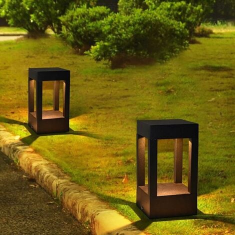 LaBlanc - Borne Eclairage Extérieur de Chemin, Lampadaire Extérieur de Jardin sur Pied, Lampadaire Exterieur éclairage Terrasse, Borne Lumineuse Jardin, IP65 Lumière Blanche Chaude L12xW12xH20cm