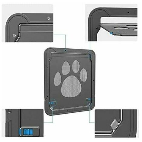 Chatière pour Chien Chat chatière à Puce Porte pour Chiens Grands Chatière pour Porte moustiquaire Verrouillage à 4 Positions