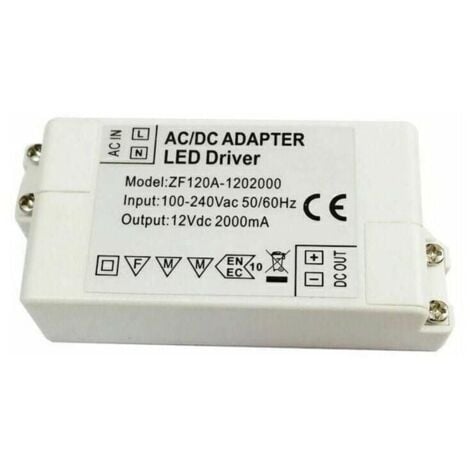 Transformateur LED 12V, alimentation LED 24W Adaptateur de pilote LED 12V  DC 2A - Tension constante pour lampes LED, lampes d'armoire, écran LED et  ampoules LED G4, MR11, MR16 (Driver LED) 