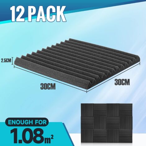 LaBlanc - Mousse Acoustique Autocollante - Lot de 12 Panneaux Acoustique, 30 X 30 X 2.5cm Mousse Anti Bruit, Gaming, Podcasting, Studio d'enregistrement, Bureaux