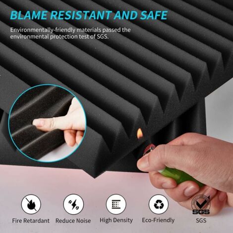 LaBlanc - Mousse Acoustique Autocollante - Lot de 12 Panneaux Acoustique, 30 X 30 X 2.5cm Mousse Anti Bruit, Gaming, Podcasting, Studio d'enregistrement, Bureaux