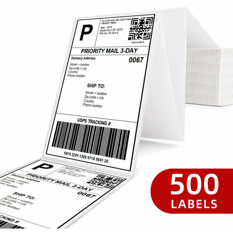 Rouleau 250 étiquettes adhésives transfert thermique 101,6x152,4 mm