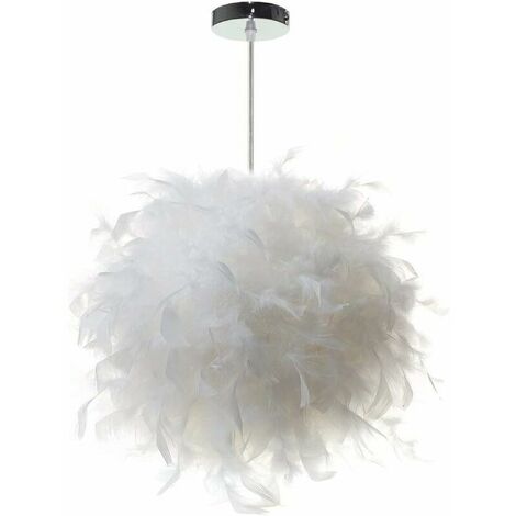 Suspension plume luminaire blanc moderne lustre abat-jour 30cm pour salons chambres d'enfants ampoule non incluse