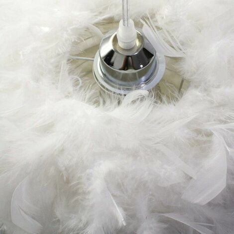 Suspension plume luminaire blanc moderne lustre abat-jour 30cm pour salons chambres d'enfants ampoule non incluse