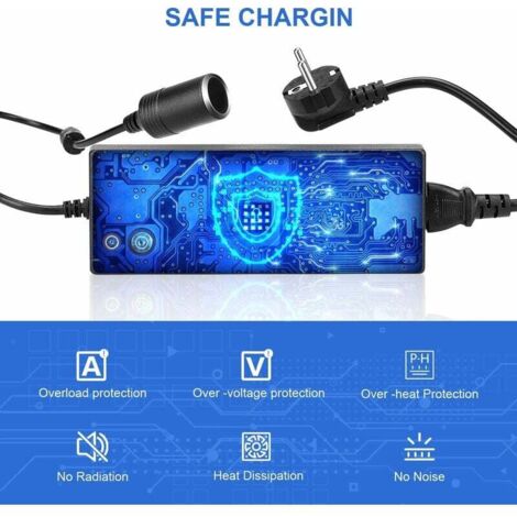 Convertisseur 220V Vers 12V 120W - Adaptateur Allume-Cigare Pour Voiture - Pour Réfrigérateur, Gonfleur