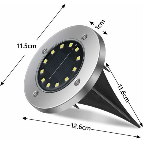 12 Spots Solaires Extérieur Flintronic - IP65 Étanche, 6000K, 100 Lumens - Pour Jardin, Allée - Charge 8h