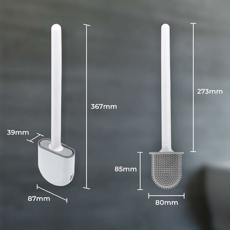 LaBlanc-Ensemble de brosses de toilette en silicone 2 pièces - manche long  antidérapant, poils flexibles