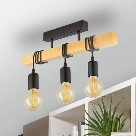 LaBlanc – Lampe de Plafond 3, Plafonnier Vintage à 3 Flammes au Design Industriel, pour salon, chambre à coucher et couloir, douille E27,Noir