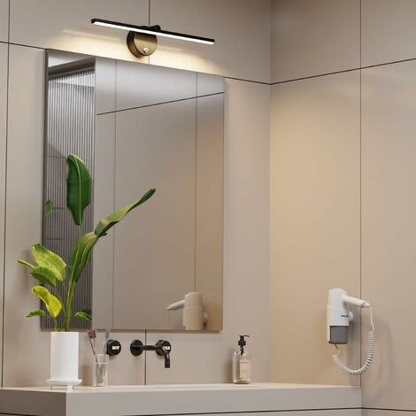 LaBlanc - Lampes pour Miroir LED Dimmable avec Interrupteur, Applique Salle de Bain Rotative à 300° LED 5W 4000K Lampe Miroir Salle de Bain pour Coiffeuse Lavabo, 41cm,Noir