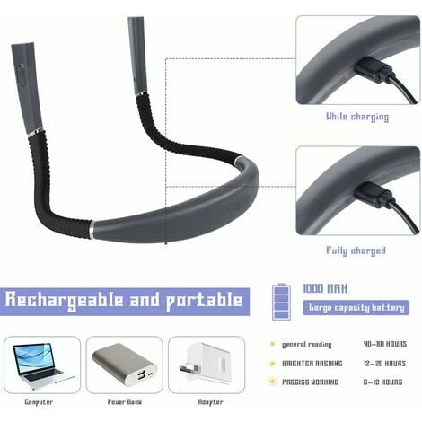 LaBlanc - Lampe de Lecture de Cou Rechargeable, Lampe pour lecture au Lit, 3 Couleurs, 6 Niveaux de Luminosité, Bras Pliables, Longue Durée de Vie, Parfaite pour la Lecture,Le Tricot,la Réparation