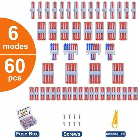 Bornes de Connexion Automatique, 60Pcs Connecteurs Electriques Rapide avec  SPL-1/2/3/4/42/62