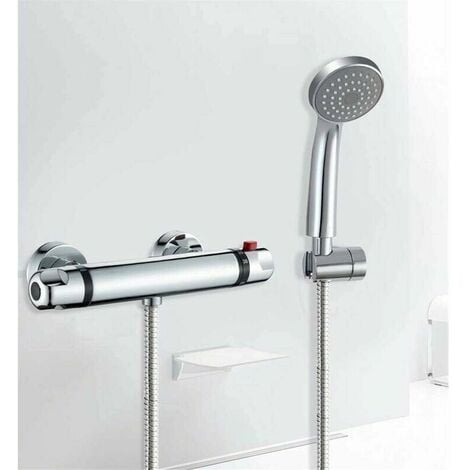 LaBlanc - Mitigeur douche thermostatique chromé et moderne,Anti-brûlure,Robinet de douche thermostatique,Pomme de douche apparente avec bec de remplissage pour baignoire 285cm (Argent)