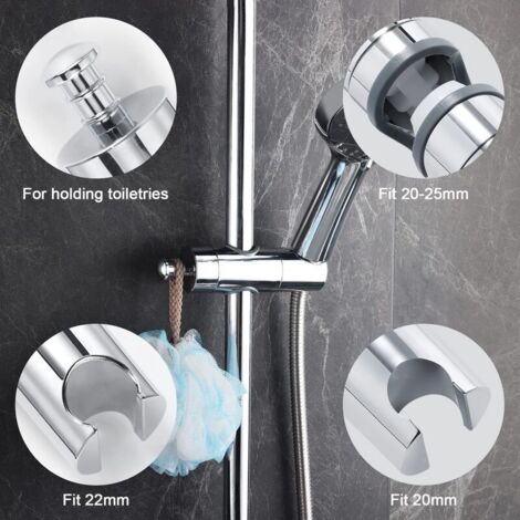 Support Pommeau De Douche Réglable 360° – Laiton Chromé – Dimensions 6.4x6.4x10cm – Pour Tuyaux Standard – Fixation Murale