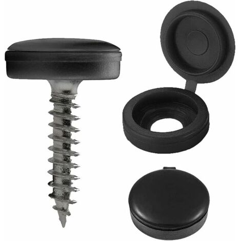 Lot De 20 Caches-vis Noirs En PVC - Diamètres 14 Mm Et 17,5 Mm