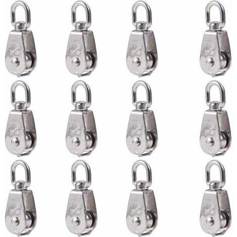Lot De 10 Poulies En Acier Inoxydable M15 - Petite Poulie Pour Corde Charge Max 35kg Pivotante 360°