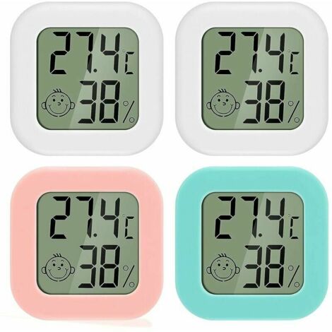 Lot De 4 Thermomètres Hygromètres Numériques LCD - Mini Thermomètres