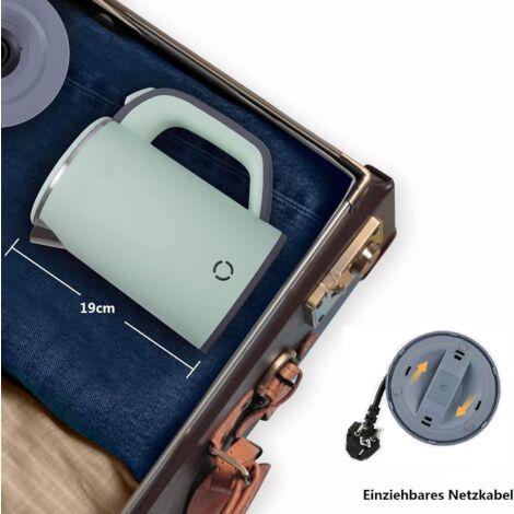 LaBlanc - Petite bouilloire de voyage 800 ml, bouilloire de voyage, 5 minutes de cuisson rapide, mini bouilloire portable de camping, bouilloire de voyage silencieuse en acier inoxydable(Vert)