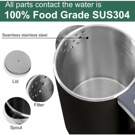 LaBlanc - Petite bouilloire de voyage 800 ml, bouilloire de voyage, 5 minutes de cuisson rapide, mini bouilloire portable de camping, bouilloire de voyage silencieuse en acier inoxydable,Noir