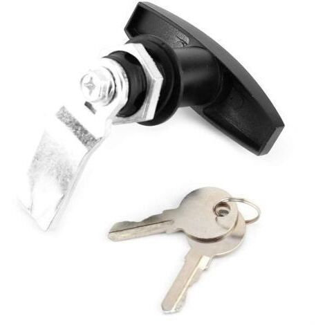 Serrure En T Pour Porte De Garage, Remorque, Boîte à Outils - Fixation Arrière, Poignée Intégrée, Livrée Avec 2 Clés (argent Ou Noir)