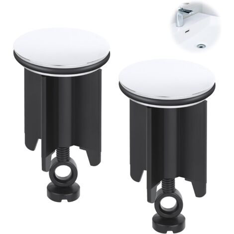 2 Bouchons De Vidange Universels 40mm - Réglables En Hauteur, Pour Lavabo Et évier, Laiton Chromé