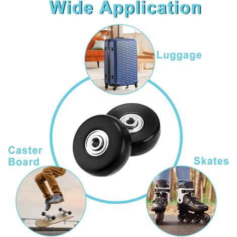 Roue Valise Samsonite 4Pcs 50x18mm Bagages Valise Roues De Rechange, Roulettes Pivotantes En Caoutchouc Roulettes Roulements Kits De Rparationnoir 70066923 Kit Réparation Valise Roues