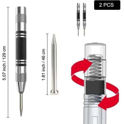 AHLSEN 2 Pièces Poinçon Central Automatique, Poinçon Central À Ressort