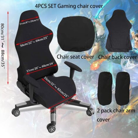 Lot De 4 Housses élastiques Pour Chaise De Gaming - Lavables - Universelles (dossier 56-64cm) - Donne Un Look Neuf