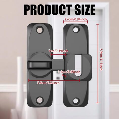 Verrou Serrure à Loquet Pour Porte Intérieure Coulissante - 90°, Argenté - Neuf Avec Vis