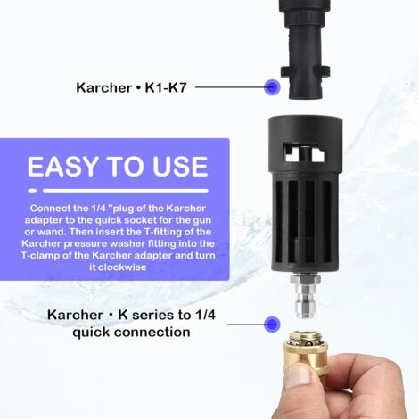 1 Paire D'adaptateurs De Nettoyeur Haute Pression, Raccord Rapide 1/4