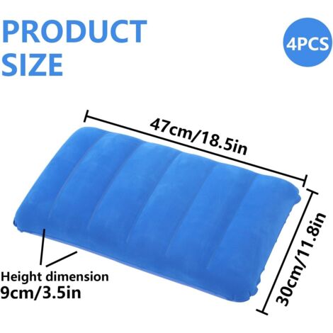 ZXTGBQ Oreillers Gonflables De Camping - 4 Pièces (43x27 Cm Et 34x22 Cm) - PVC Léger Et Imperméable - Pour Randonnée, Plage, Voyage - Gonflage Manuel, Transport Facile