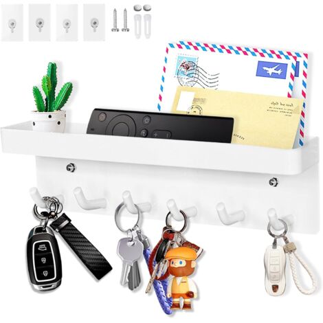 QJKEJI Porte-clés Mural En Métal Noir Avec 8 Crochets Robustes Pour Couloir, Cuisine, Chambre à Coucher, Salon, Salle De Bain, Bureau