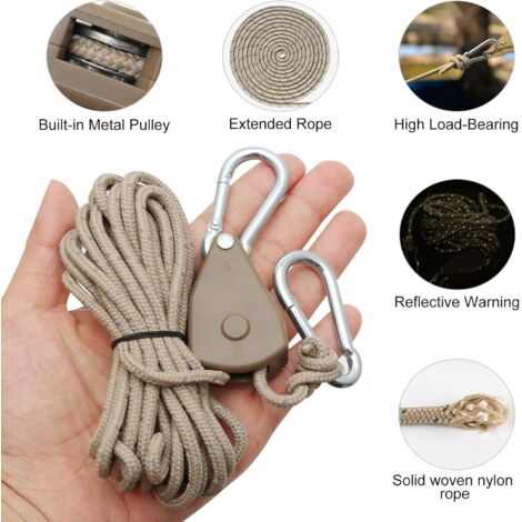 Lot De 4 Cordes à Cliquet De 4 M Avec Crochet - Pour Tente, Bâche, Plantes Et Randonnée