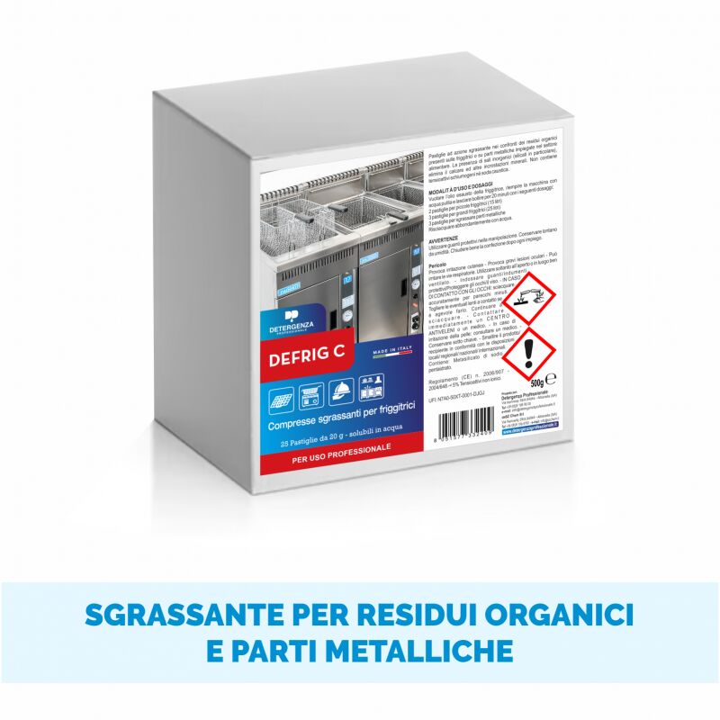 Compresse sgrassanti per friggitrici defrig c concentrato - pz. 1 da 500 gr